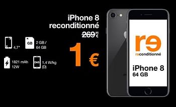 Promotions Apple iphone 8 reconditionné - Apple - Valide de 13/10/2022 à 31/10/2022 chez Orange