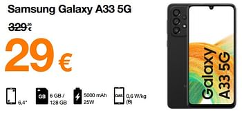 Promotions Samsung galaxy a33 5g - Samsung - Valide de 13/10/2022 à 31/10/2022 chez Orange
