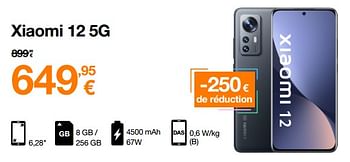Promotions Xiaomi 12 5g - Xiaomi - Valide de 13/10/2022 à 31/10/2022 chez Orange