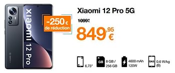 Promotions Xiaomi xiaomi 12 pro 5g - Xiaomi - Valide de 13/10/2022 à 31/10/2022 chez Orange