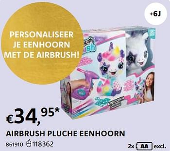 Promoties Airbrush pluche eenhoorn - Huismerk - Dreamland - Geldig van 20/10/2022 tot 06/12/2022 bij Dreamland