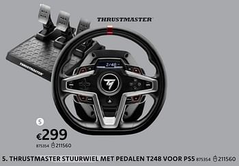 Promoties Thrustmaster stuurwiel met pedalen t248 voor ps5 - Thrustmaster - Geldig van 20/10/2022 tot 06/12/2022 bij Dreamland