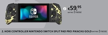 Promoties Hori controller nintendo switch split pad pro pikachu gold - Hori Usa - Geldig van 20/10/2022 tot 06/12/2022 bij Dreamland
