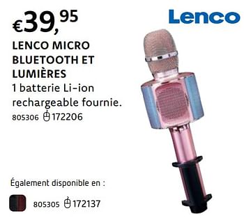 Promotions Lenco micro bluetooth et lumières - Lenco - Valide de 20/10/2022 à 06/12/2022 chez Dreamland