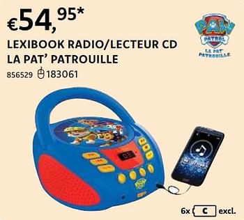 Promotions Lexibook radio-lecteur cd la pat’ patrouille - Lexibook - Valide de 20/10/2022 à 06/12/2022 chez Dreamland