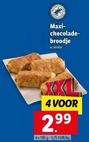 Promoties Maxichocoladebroodje - Huismerk - Lidl - Geldig van 24/10/2022 tot 29/10/2022 bij Lidl