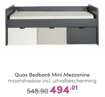 Promoties Quax bedbank mini mezzanine moonshadow incl uitvalbescherming - Quax - Geldig van 16/10/2022 tot 22/10/2022 bij Baby & Tiener Megastore
