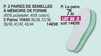 Promotions 2 paires de semelles à mémoire de forme - Produit Maison - Damart - Valide de 01/10/2022 à 15/12/2022 chez Damart