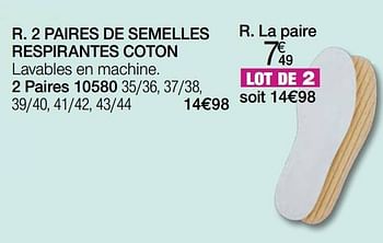 Promotions 2 paires de semelles respirantes coton - Produit Maison - Damart - Valide de 01/10/2022 à 15/12/2022 chez Damart
