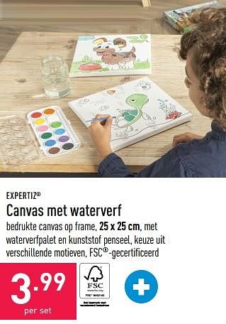Promoties Canvas met waterverf - Expertiz - Geldig van 26/10/2022 tot 04/11/2022 bij Aldi
