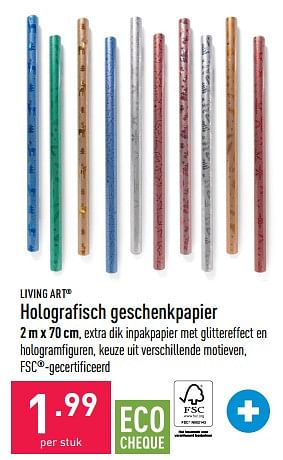 Promoties Holografisch geschenkpapier - Living Art - Geldig van 26/10/2022 tot 04/11/2022 bij Aldi