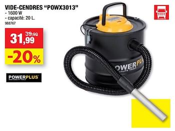 Promotions Powerplus vide-cendres powx3013 - Powerplus - Valide de 19/10/2022 à 30/10/2022 chez Hubo