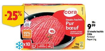 Promotions 10 steaks hachés cora - Produit maison - Match - Valide de 19/10/2022 à 25/10/2022 chez Match