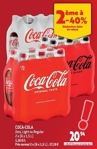 Promotions Coca-cola zero, light ou regular - Coca Cola - Valide de 19/10/2022 à 25/10/2022 chez Match