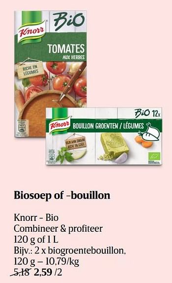 Promoties Biogroentebouillon - Knorr - Geldig van 20/10/2022 tot 26/10/2022 bij Delhaize