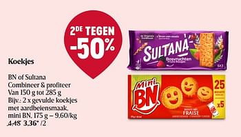 Promoties Gevulde koekjes met aardbeiensmaak mini bn - BN - Geldig van 20/10/2022 tot 26/10/2022 bij Delhaize