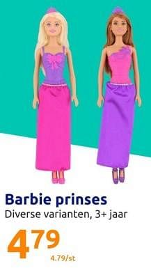 Promoties Barbie prinses - Mattel - Geldig van 19/10/2022 tot 25/10/2022 bij Action