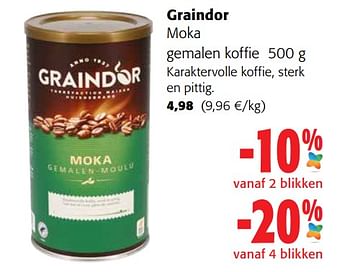Promoties Graindor moka gemalen koffie - Graindor - Geldig van 19/10/2022 tot 31/10/2022 bij Colruyt