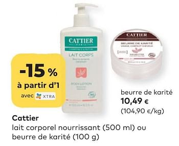 Promotions Cattier beurre de karité - Cattier - Valide de 12/10/2022 à 08/11/2022 chez Bioplanet