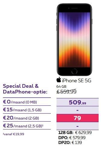 Promoties Apple iphone se 5g 64 gb - Apple - Geldig van 03/10/2022 tot 01/11/2022 bij Proximus