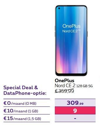 Promoties Oneplus nord ce 2 128 gb 5g - OnePlus - Geldig van 03/10/2022 tot 01/11/2022 bij Proximus