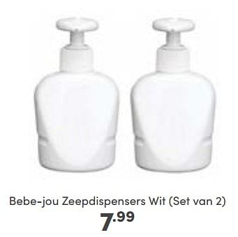 Promotions Bebe-jou zeepdispensers wit set van 2 - Bebe-jou - Valide de 23/10/2022 à 29/10/2022 chez Baby & Tiener Megastore