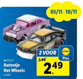 Promoties Autootje hot wheels - Mattel - Geldig van 22/10/2022 tot 06/12/2022 bij Lidl