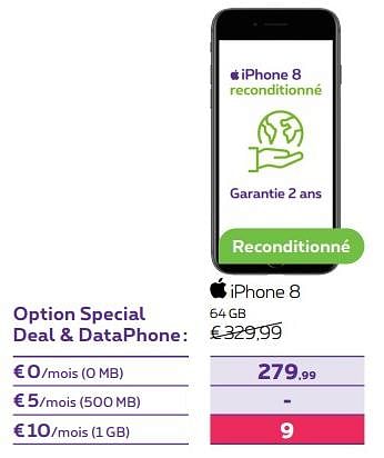 Promotions Apple iphone 8 64 gb - Apple - Valide de 03/10/2022 à 01/11/2022 chez Proximus