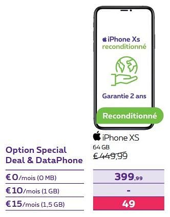Promoties Apple iphone xs 64 gb - Apple - Geldig van 03/10/2022 tot 01/11/2022 bij Proximus