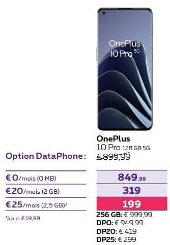 Promotions Oneplus 10 pro 128 gb 5g - OnePlus - Valide de 03/10/2022 à 01/11/2022 chez Proximus