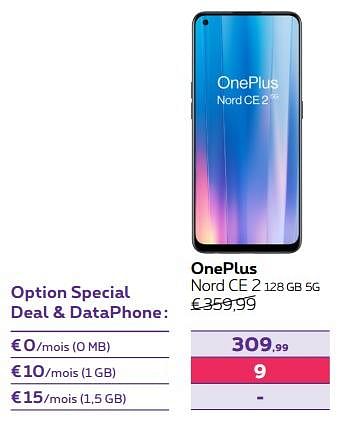 Promotions Oneplus nord ce 2 128 gb 5g - OnePlus - Valide de 03/10/2022 à 01/11/2022 chez Proximus