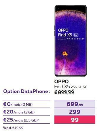 Promotions Oppo find x5 256 gb 5g - Oppo - Valide de 03/10/2022 à 01/11/2022 chez Proximus