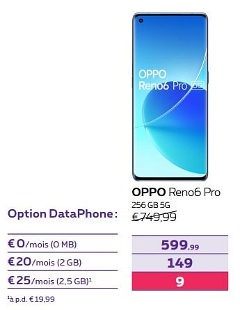 Promotions Oppo reno6 pro 256 gb 5g - Oppo - Valide de 03/10/2022 à 01/11/2022 chez Proximus