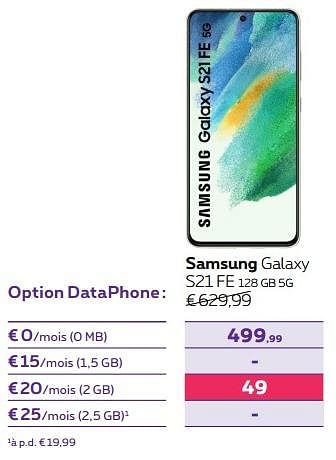 Promotions Samsung galaxy s21 fe 128 gb 5g - Samsung - Valide de 03/10/2022 à 01/11/2022 chez Proximus