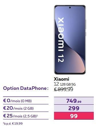 Promotions Xiaomi 12 128 gb 5g - Xiaomi - Valide de 03/10/2022 à 01/11/2022 chez Proximus