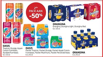Promoties Oasis orangina 2de pack aan -50% - Huismerk - BelBev - Geldig van 28/10/2022 tot 10/11/2022 bij BelBev