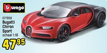 Promotions Bugatti chiron sport - Burago - Valide de 24/10/2022 à 31/12/2022 chez Happyland