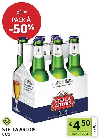 Promotions Stella artois 0,0% - Stella Artois - Valide de 28/10/2022 à 10/11/2022 chez BelBev