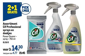 Promoties Cif professional sprays en doekjes - Cif - Geldig van 02/11/2022 tot 15/11/2022 bij Makro