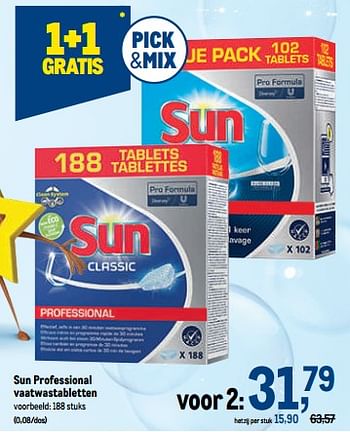 Promoties Sun professional vaatwastabletten - Sun - Geldig van 02/11/2022 tot 15/11/2022 bij Makro
