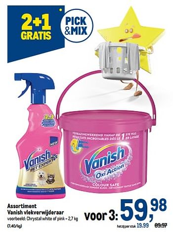 Promoties Vanish vlekverwijderaar chrystal white of pink - Vanish - Geldig van 02/11/2022 tot 15/11/2022 bij Makro