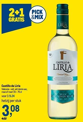 Promoties Castillo de liria valencia - wit - Witte wijnen - Geldig van 02/11/2022 tot 15/11/2022 bij Makro