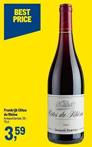 Promoties Frankrijk côtes du rhône armand dartois - Rode wijnen - Geldig van 02/11/2022 tot 15/11/2022 bij Makro