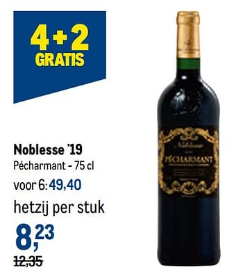 Promoties Noblesse pécharmant - Rode wijnen - Geldig van 02/11/2022 tot 15/11/2022 bij Makro