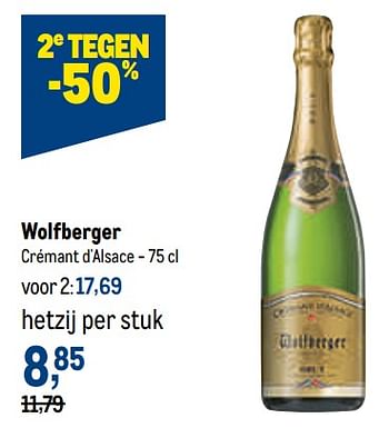 Promoties Wolfberger crémant d`alsace - Schuimwijnen - Geldig van 02/11/2022 tot 15/11/2022 bij Makro