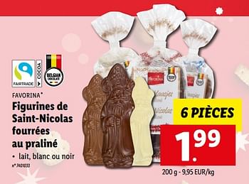 Promotions Figurines de saint-nicolas fourrées au praliné - Favorina - Valide de 31/10/2022 à 05/11/2022 chez Lidl