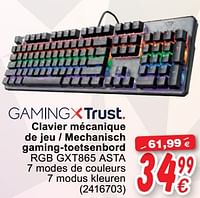 Trust clavier mécanique de jeu - mechanisch gaming-toetsenbord rgb gxt865 asta-Trust