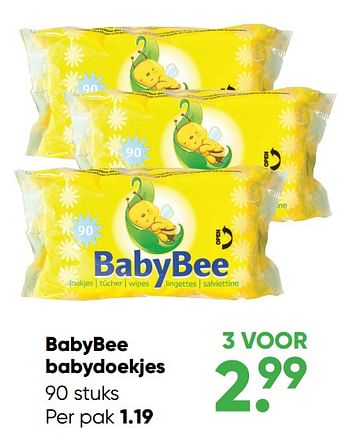 Promoties Babybee babydoekjes - Babybee - Geldig van 24/10/2022 tot 06/11/2022 bij Big Bazar