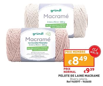 Promotions Pelote de laine macrame - Produit maison - Trafic  - Valide de 25/10/2022 à 31/10/2022 chez Trafic