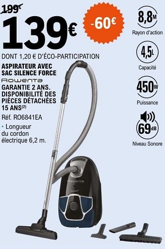 Rowenta Rowenta aspirateur avec sac silence force ro6841ea En